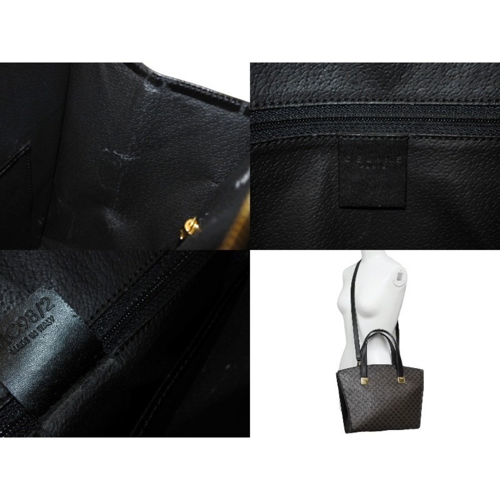 CELINE Macadam Handbag Shoulder Bag Black Brown Leather - Picture 9 of 9